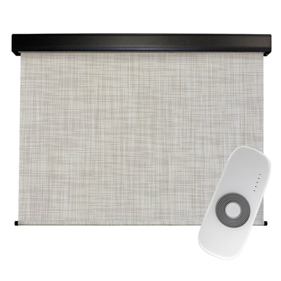 Keystone Fabrics Motorized PVC Outdoor Patio Sun Shade 6ft Wide (Gray/Beige)