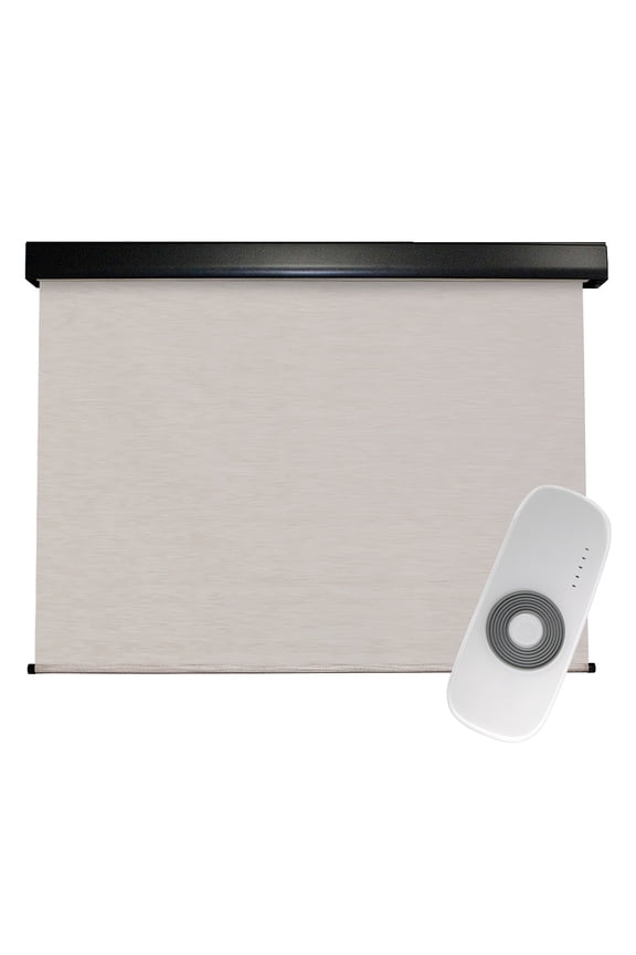 Motorized PVC Outdoor Patio Sun Shade 6ft Wide (White/Tan)