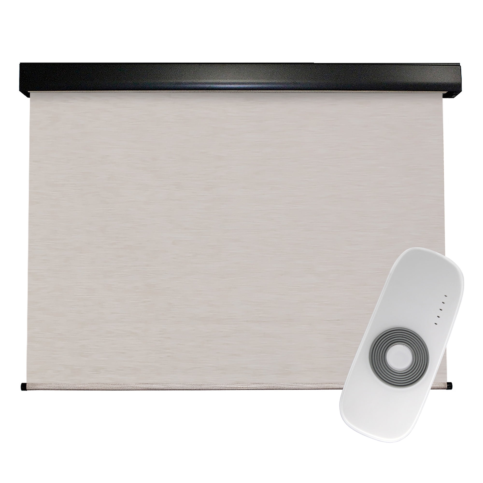 Keystone Fabrics Motorized PVC Outdoor Patio Sun Shade 8ft Wide (White/Tan)