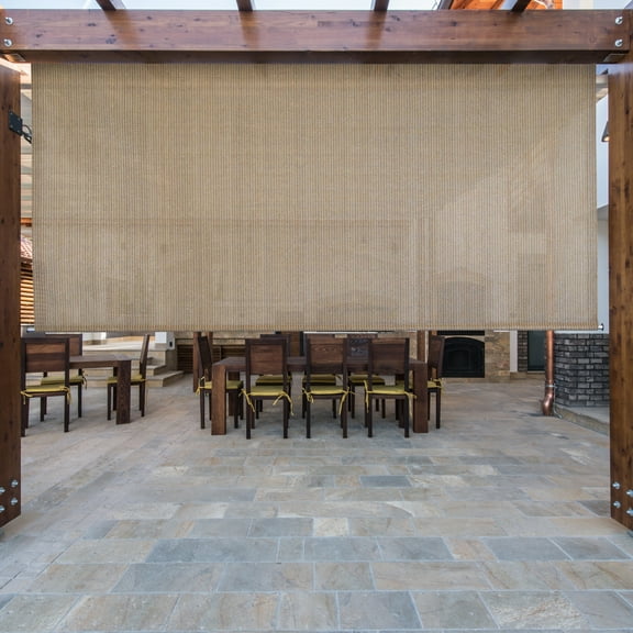 Keystone Fabrics Outdoor Roller Patio Sun Shade 6ft Wide (Brown)