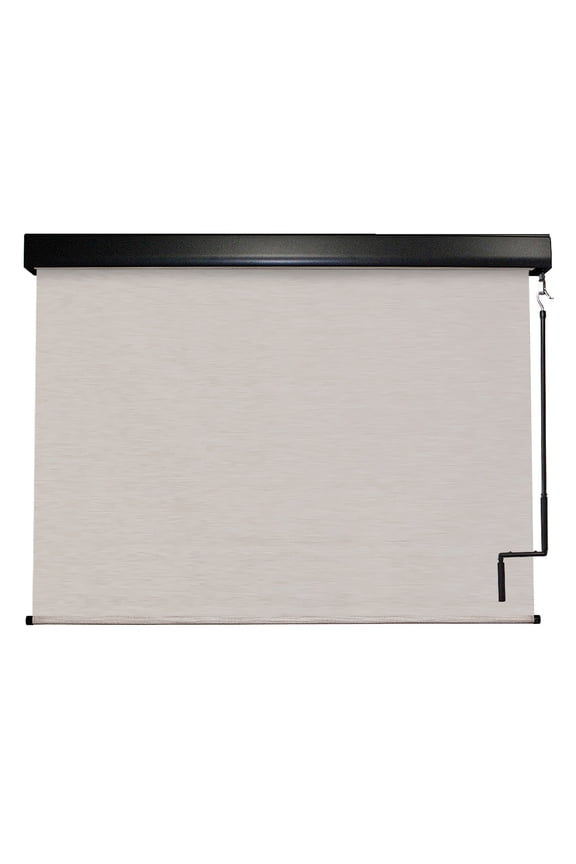 PVC Outdoor Patio Sun Shade with Valance 10ft Wide (White/Tan)