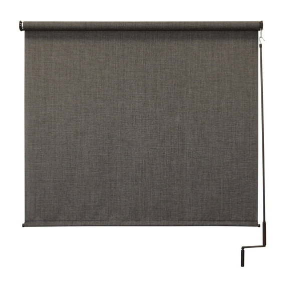 Keystone Fabrics Premium Outdoor Roller Patio Sun Shade 8ft Wide (Black/Gray)