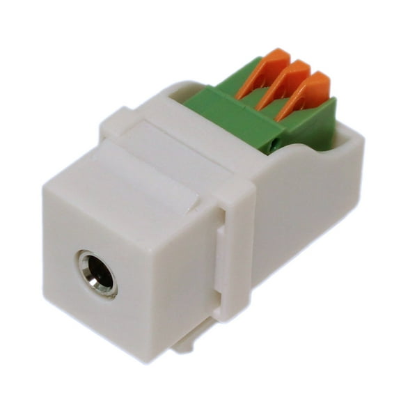 Keystone Jack Insert, BLOCK - 3.5mm Stereo Audio Block Connector, White