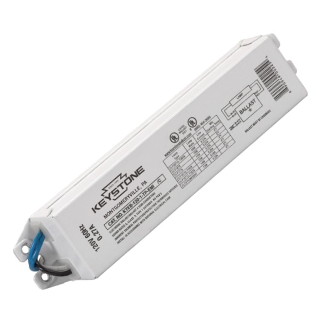 Keystone KTEB-120-1-TP-EMI Fluorescent Ballast, 1-Lamp, F20T12, 20W T12, 120V