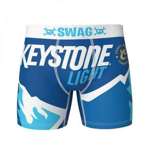 Keystone Light 854747-medium 32 Swag Mens Boxer Briefs with Novelty Packaging, Blue - Medium 32-34