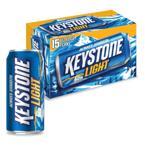 Keystone Light American Beer, 15 Pack, 12 fl oz Aluminum Cans, 4.1% ABV
