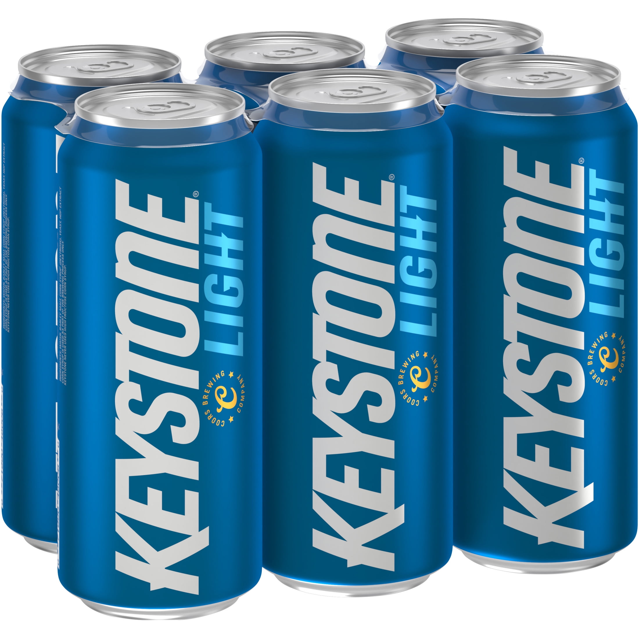 Keystone Light Beer, 6 Pack, 16 fl oz Aluminum Cans, 4.1% ABV, Domestic Lager