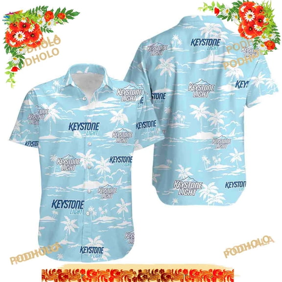Keystone Light Hawaiian Beach Pattern Shirt, Hawaii Beer Shirt, Keystone Light Hawaiian Su