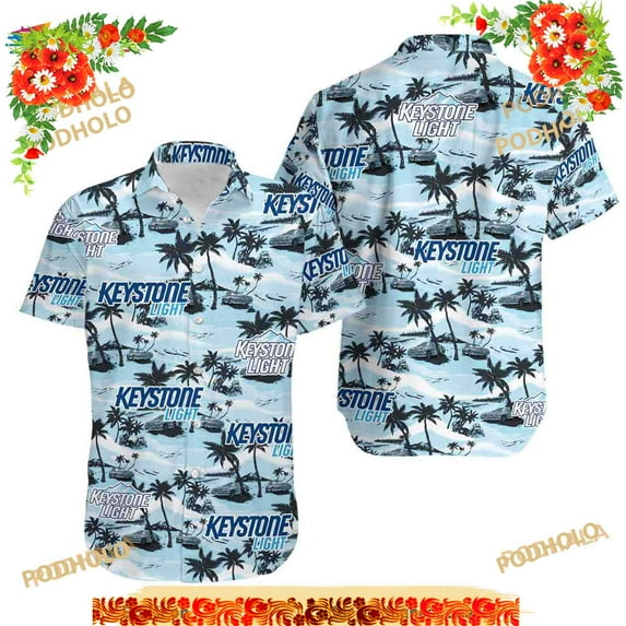 Keystone Light Sea Island Funny Hawaiian Shirt, Aloha Beer Loves Shirt