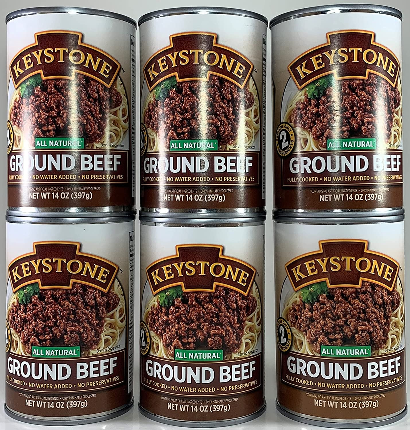 Keystone Meats All Natural Canned Beef, Ground, 14 Ounce (Pack of 6