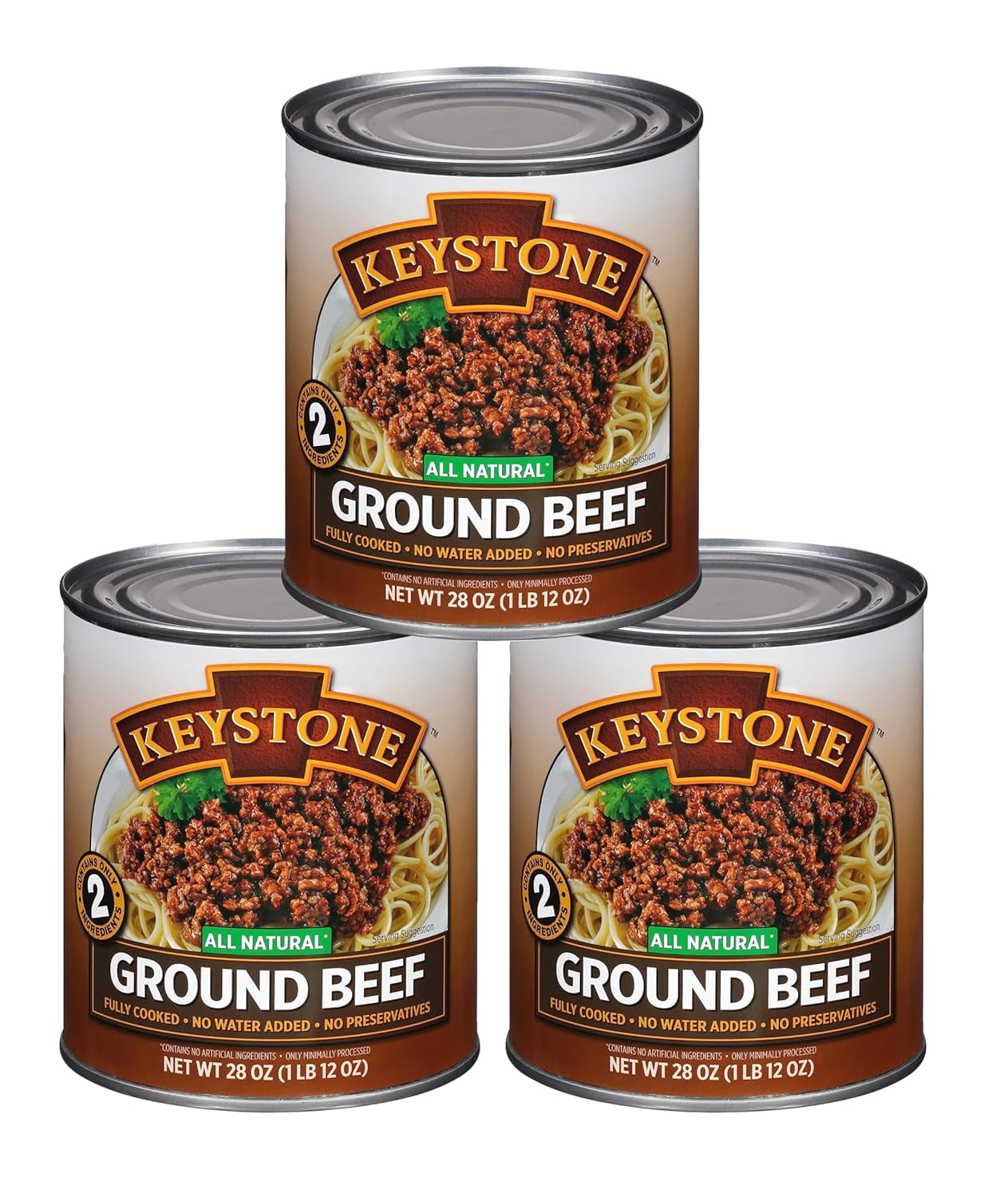Keystone Meats All Natural Heat and Serve Ground Beef 28 oz – Fully Cooked Canned Meat – Ready to Eat – 5-Year Shelf Life – Emergency Survival Canned Food Made in USA