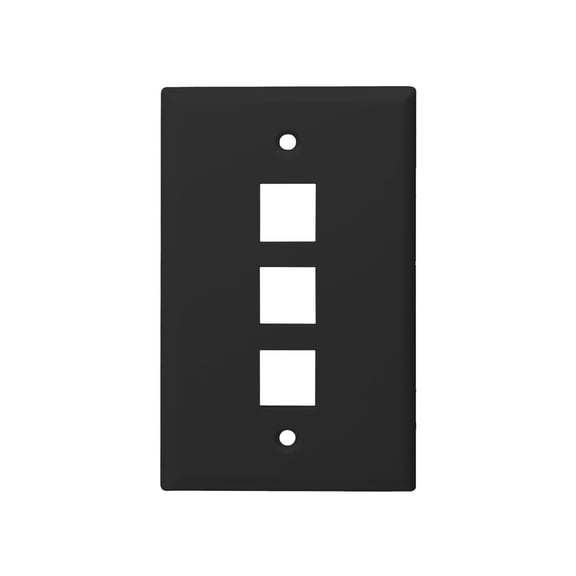 Monoprice Standard Size Keystone Plate 3 Port, Black, UL