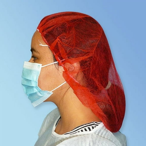 Keystone Red Polypropylene Disposable Bouffant Caps, 24", 500/case