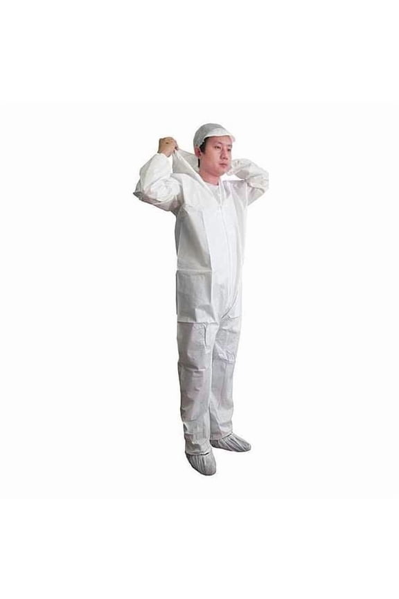 Disposable Coverallss, Hooded Coverall, L, KeyGuard(R), Elastic Wrist, Elastic Ankle, Serged Seam