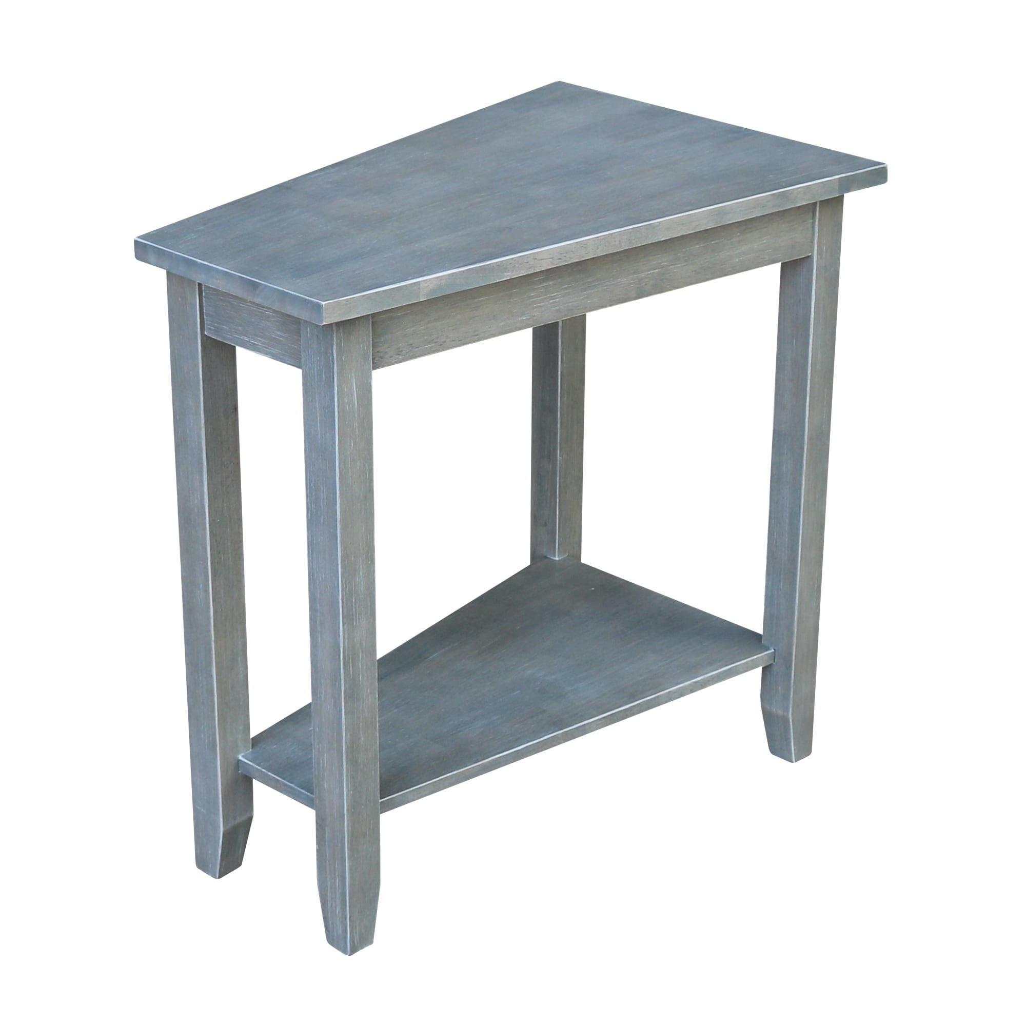 Elegant Triangular Solid Wood Keystone Accent Table