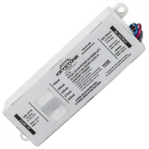 Keystone LED Driver, 0-10V, 4-1/2 in - L, 1PK KTLD-15-UV-PS300-54-VDIM-LP1