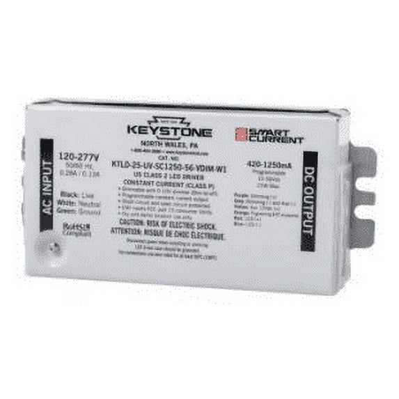 Keystone LED Driver, 0-10V, 5 in - L, 1PK KTLD-25-UV-SC1250-56-VDIM-W1-CP