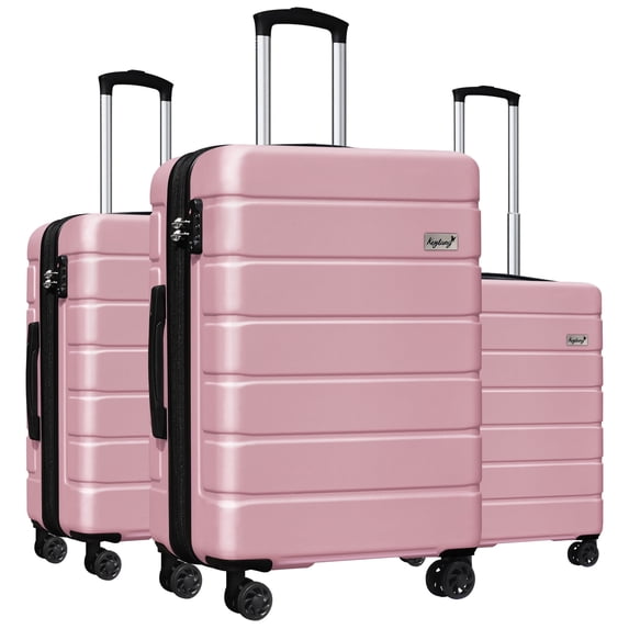 Keytang Lightweight Hardside Expandable Spinner Wheels Luggage Suitcase W/TSA Lock 3-Piece Set,Pink