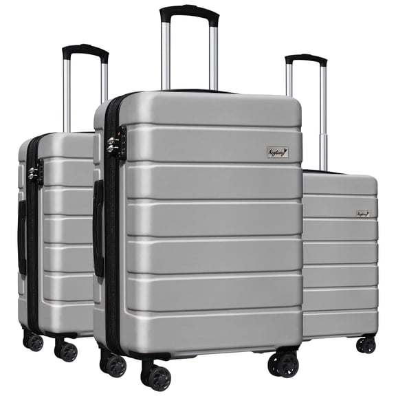Keytang Lightweight Hardside Expandable Spinner Wheels Luggage Suitcase W/TSA Lock 3-Piece Set，Silver