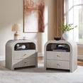 thumbnail image 1 of Keywhat Modern Fluted Nightstand set of 2, 24" End Table with Charging Station, 2 Drawers and Metal Handles for Bedroom/Living Room, Alder White, 1 of 6