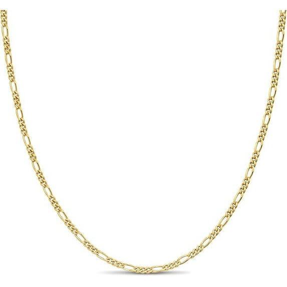 Kezef 14K Gold Plated Sterling Silver 2mm 050 gauge Italian Figaro Chain 30'' inch Necklace