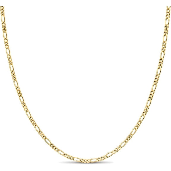 Kezef 14K Gold Plated Sterling Silver 2mm 050 gauge Italian Figaro Chain 30'' inch Necklace
