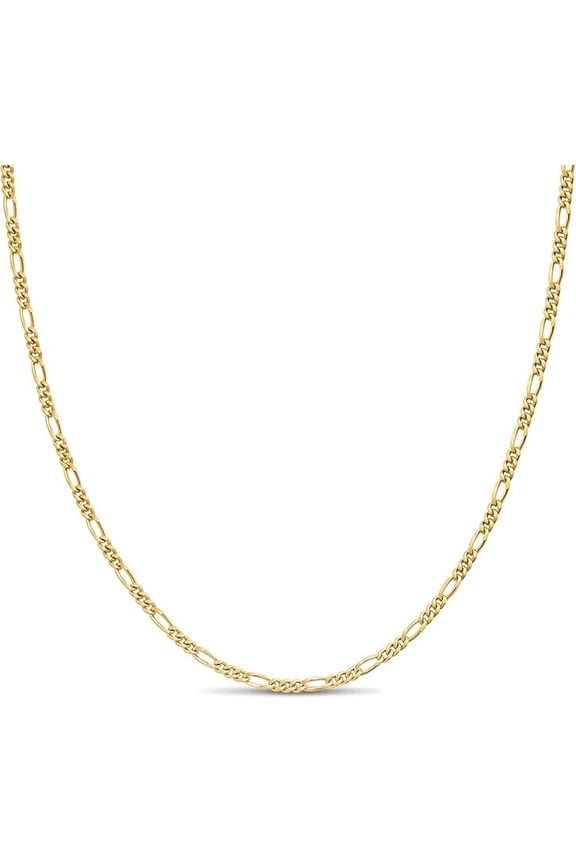 14K Gold Plated Sterling Silver 2mm 050 gauge Italian Figaro Chain 30'' inch Necklace