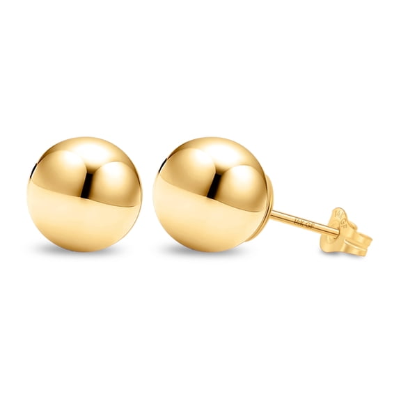 Kezef 14K Yellow Gold Filled Round Ball Stud Earrings for Women - 9mm
