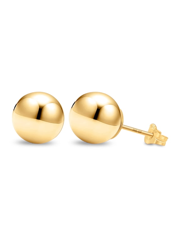 14K Yellow Gold Filled Round Ball Stud Earrings for Women - 9mm