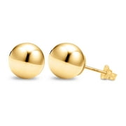 KEZEF 14K Yellow Gold Filled Round Ball Stud Earrings for Women - 9mm