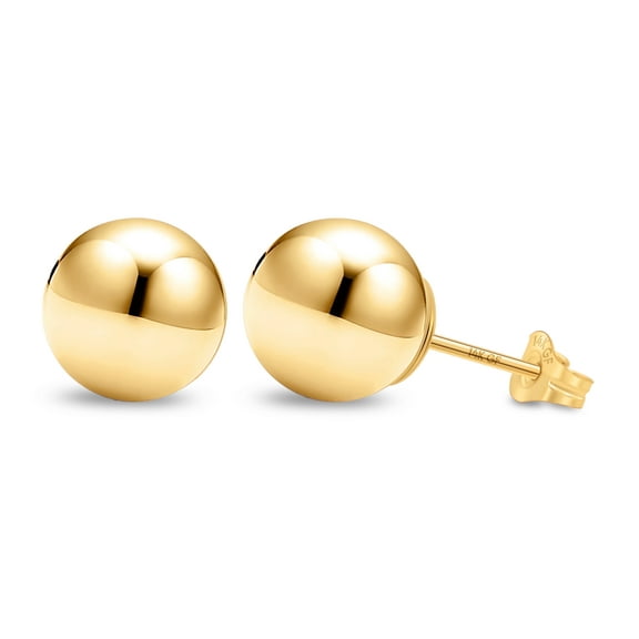 Kezef 14K Yellow Gold Filled Round Ball Stud Earrings for Women - 9mm