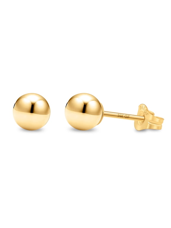 14K Yellow Gold Filled Round Ball Stud Earrings for Women - 5mm