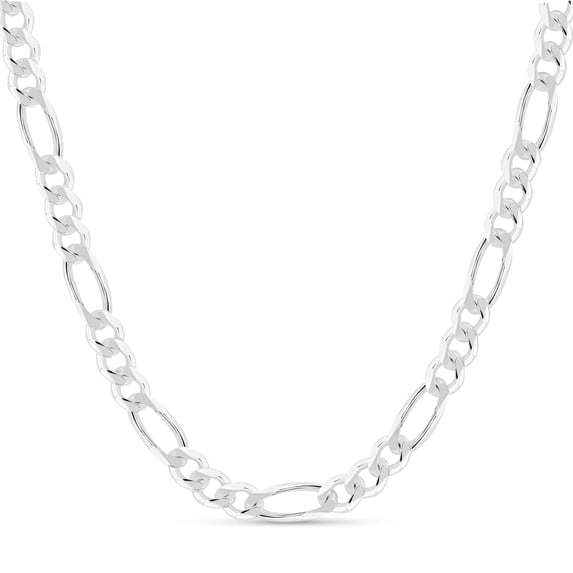 Solid Sterling Silver 10mm Men's Italian Figaro Chain 16” inch Necklace