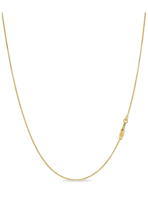 18K Gold Plated Sterling Silver .7mm Sturdy Thin Box Chain Necklace Nickel Free Made in Italy 17" inch