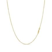 Kezef 18K Gold Plated Sterling Silver .7mm Sturdy Thin Box Chain Necklace Nickel Free Made in Italy 17" inch