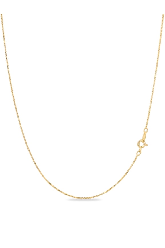18K Gold Plated Sterling Silver Necklace - 1mm Box Chain - Hypoallergenic and Tarnish Resistant - Classic Design and Comfortable Fit - 18"