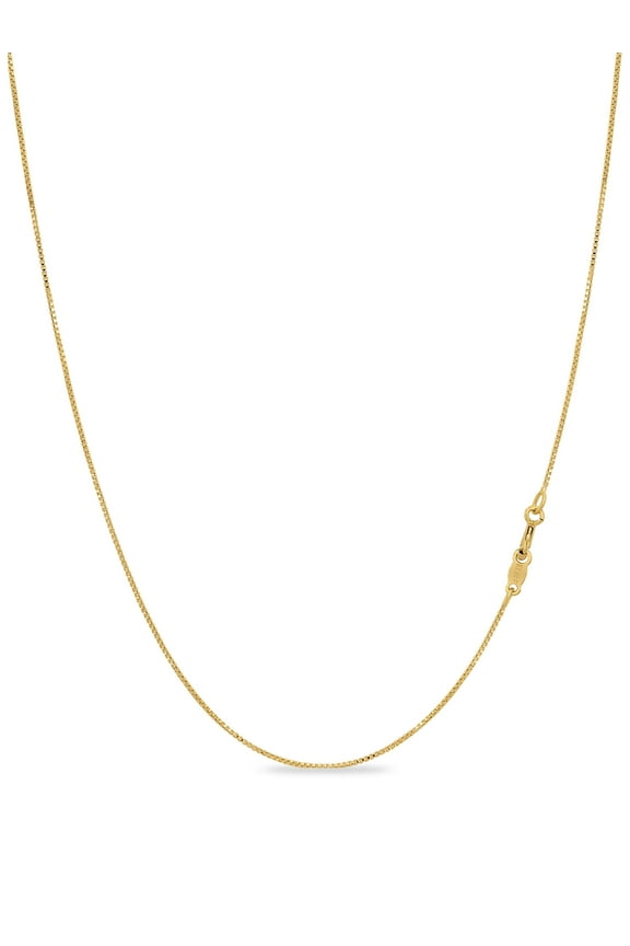 18k Gold Plated Sterling Silver .7 mm Thin Box Chain Necklace Made in Italy 12" inch