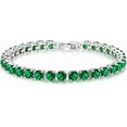 thumbnail image 1 of Kezef 5mm Round Cut Simulated Green Emerald Tennis Bracelet in Sterling Silver Plate for Women, 7", 1 of 3