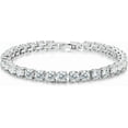 thumbnail image 1 of Kezef 5mm Round Cut White Cubic Zirconia Tennis Bracelet in Sterlin Silver Plate for Women, 7", 1 of 3