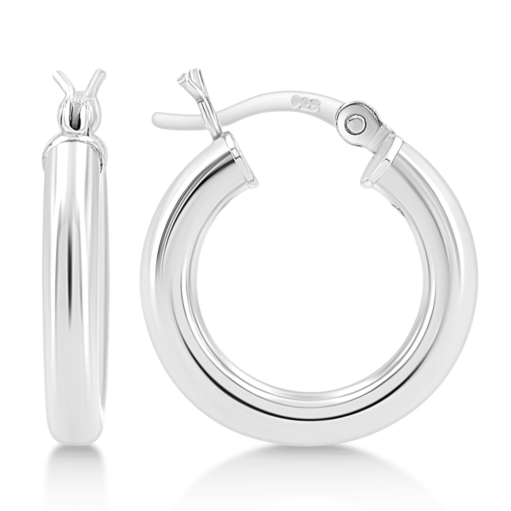Kezef Women's 925 Sterling Silver 3mm Hoop Earrings - 18mm (3/4") Diameter
