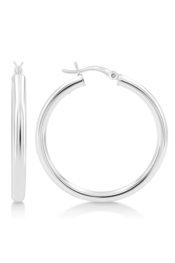 925 Sterling Silver 3mm Hoop Earrings - 35mm (1 1/2"") Diameter