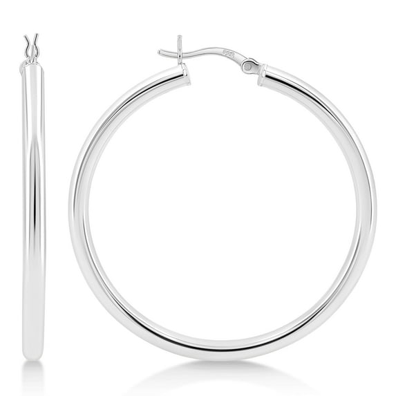 Kezef 925 Sterling Silver 3mm Hoop Earrings - 45mm (1 3/4") Diameter