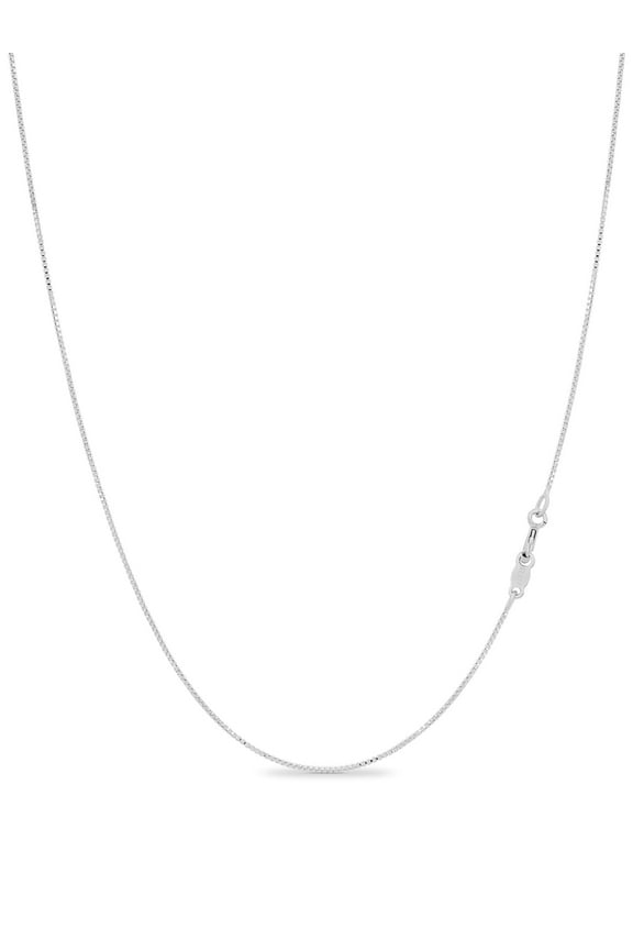 925 Sterling Silver Box Chain Necklace .7mm Sturdy Thin Nickel Free Made in Italy 18" inch
