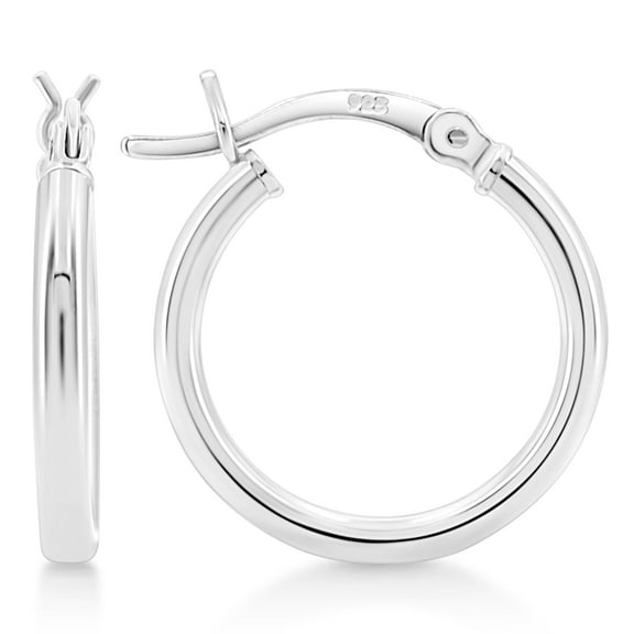 Kezef 925 Sterling Silver Hoop Earrings | 2mm High Polished Silver Hoops for Women, Men | Lightweight Earring 18mm Diameter