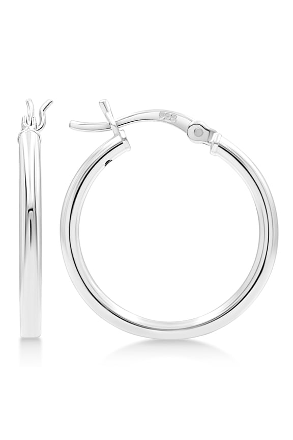 925 Sterling Silver Hoop Earrings | 2mm High Polished Silver Hoops for Women, Men | Lightweight Earring 22mm Diameter