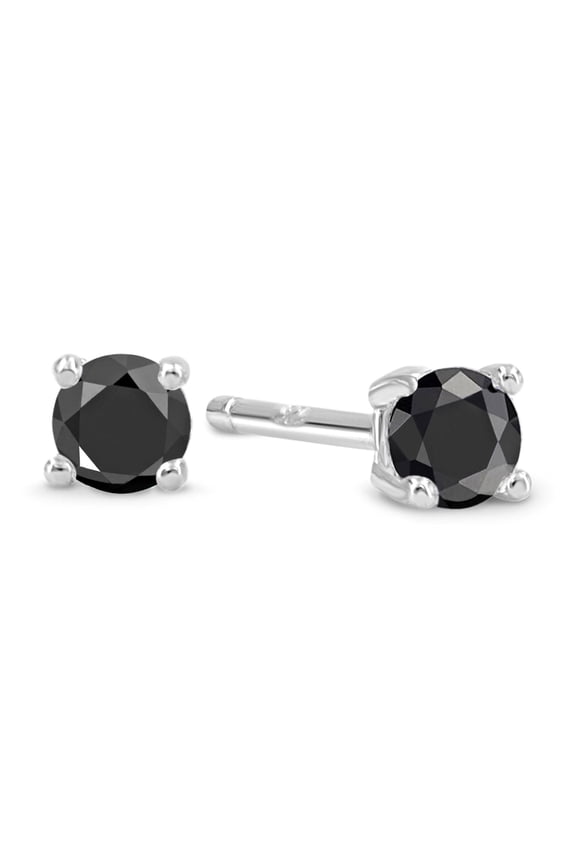 925 Sterling Silver Stud Solitaire Earrings - Black Cubic Zirconia Gemstone - 3mm - Perfect for Women, Men