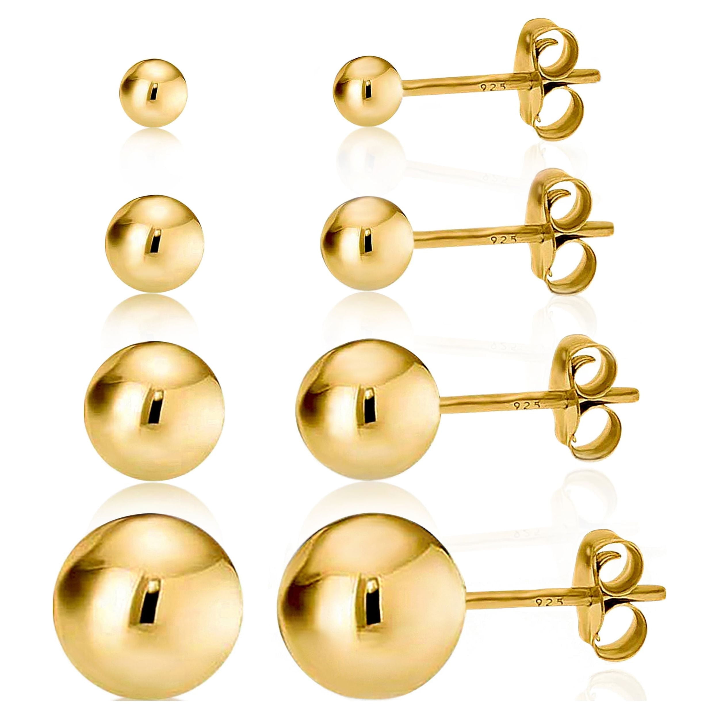 Walmart Exclusive 14K Gold over 925 Silver Ball Stud Earrings - High