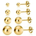 thumbnail image 1 of Kezef Ball Stud Earrings 14K Gold Plated Sterling, Silver Ball Stud Earrings Set, Female 2mm to 8mm, 1 of 7