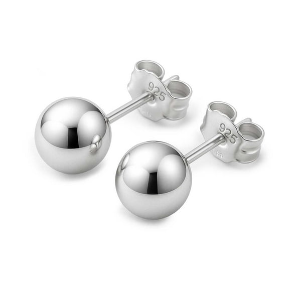 Kezef Ball Stud Earrings Silver Sterling Polished Round Ball 10mm Hypoallergenic