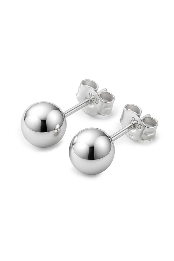Ball Stud Earrings Silver Sterling Polished Round Ball 2mm Hypoallergenic
